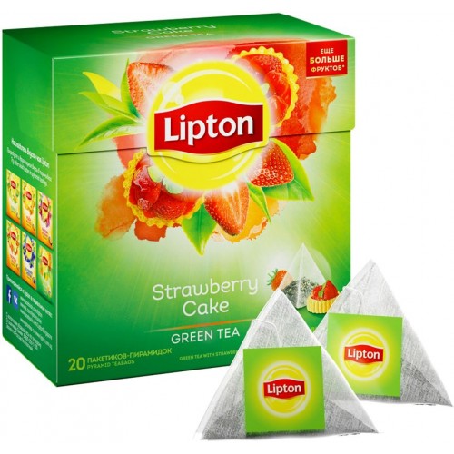 Чай зеленый Lipton Strawberry Cake Клубничное пирожное (20*1.4 гр)