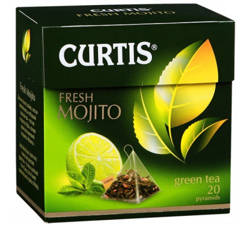 Чай зеленый Curtis Fresh Mojito в пирамидках (20 пак*1.7 гр)