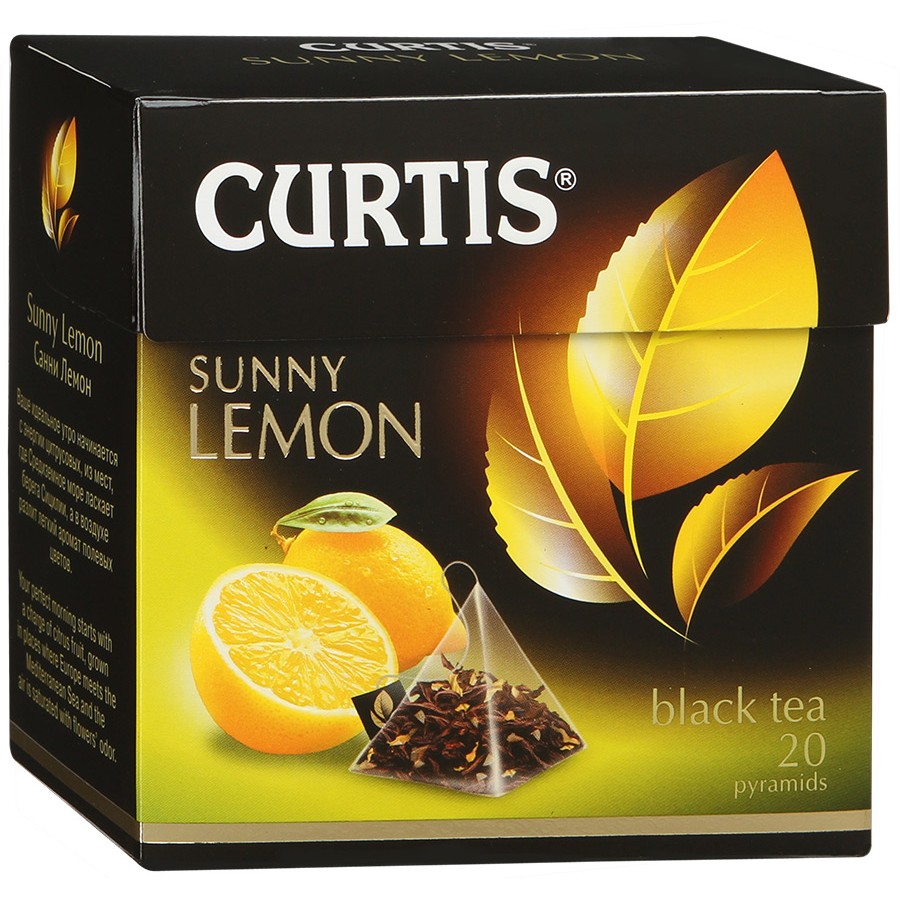 Купить чай лимон. Кертис Санни Лемон. Чай Кертис Санни Лемон. Чай черный Кертис Санни Лемон. Чай Curtis 20 пак*1,7 гр черный Sunny Lemon пирамидки.