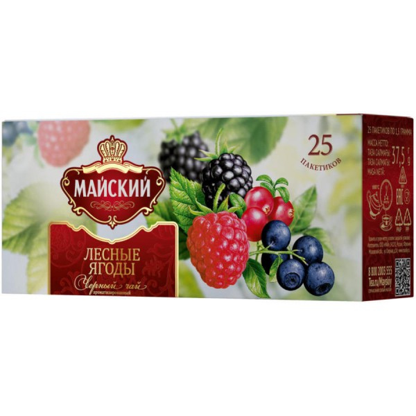 Чай черный Майский Лесные ягоды (25*1.5 гр) Чай черный Майский Лесные ягоды (25*1.5 гр)