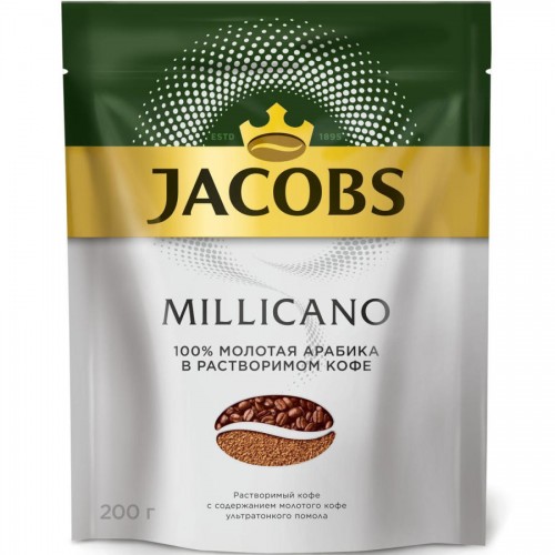 Кофе Jacobs Monarch Millicano молотый в растворимом (200 гр) м/у