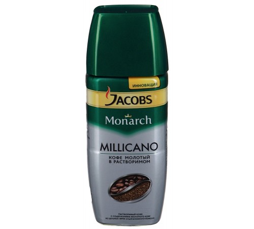 Кофе Jacobs Monarch Millicano молотый в растворимом (95 гр) ст/б