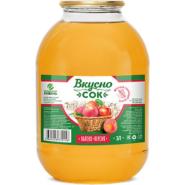 Напиток сокосодержащий ВкусноСок Яблоко-Персик (3 л) Напиток сокосодержащий ВкусноСок Яблоко-Персик (3 л)