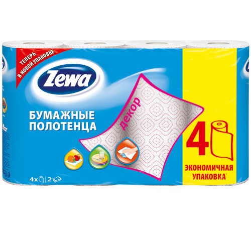 Бумажные полотенца Zewa двухслойные Decor (4 шт)