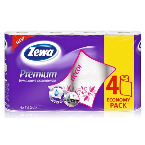 Бумажные полотенца Zewa двухслойные Premium Decor 2016 (4 шт)
