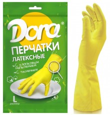 Перчатки латексные Dora С хлопковым напылением (S, M, L, XL)