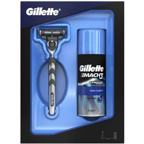 Подарочный набор Станок Gillette Mach3 + гель для бритья Extra Comfort (75 мл)
