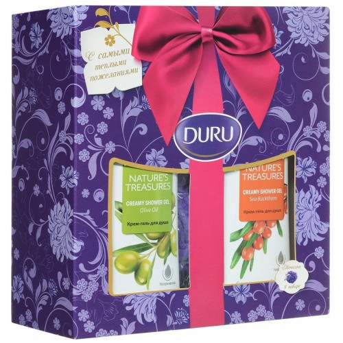 Набор Duru Nature's Treasures (Оливка и Облепиха) + мочалка-шар