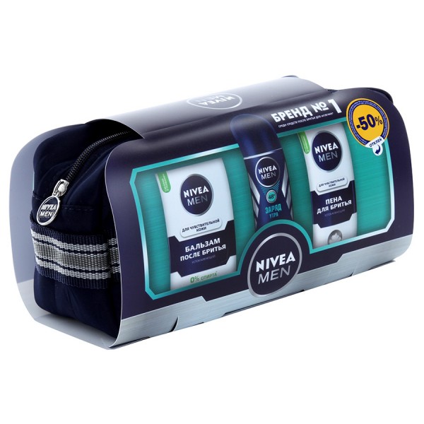 Набор Nivea Men Для чувствительной кожи Подарочный в косметичке Набор Nivea Men Для чувствительной кожи Подарочный в косметичке
