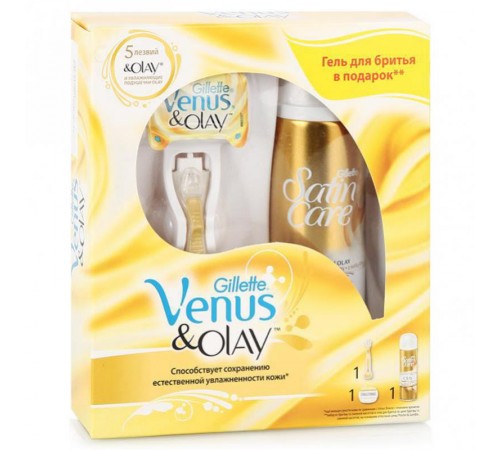 Набор женский Gilette Venus&Olay + Гель Satine Care Sensitive