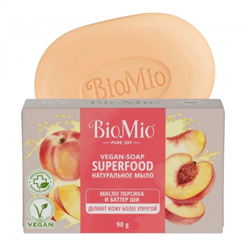 Мыло туалетное BioMio Vegan-Soap Персик и масло Ши (90 гр)