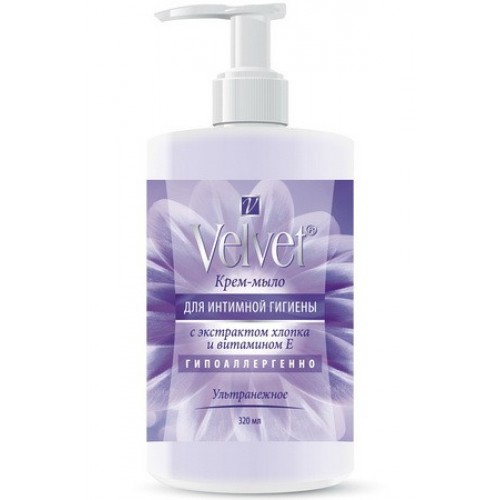 Крем-мыло для интимной гигиены Velvet Ультранежное с хлопком и витамином Е (320 мл)