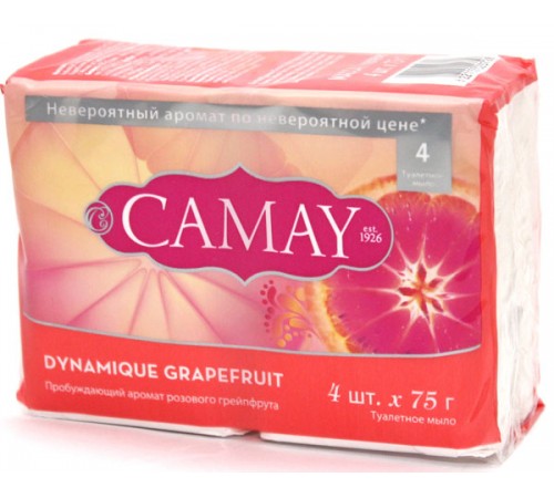 Мыло туалетное Camay Dynamique Grapefruit Динамик (4*75 гр)