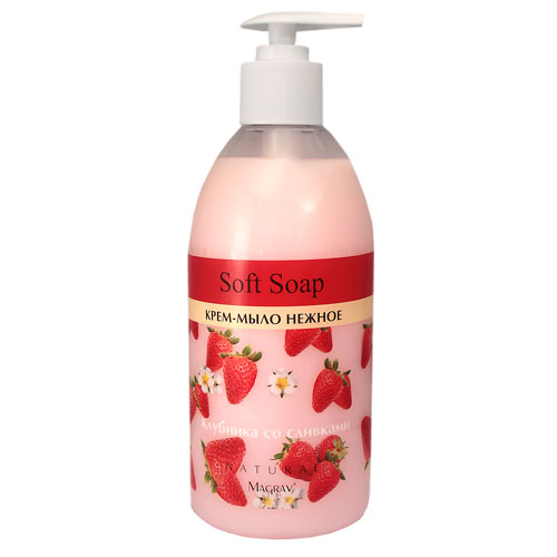 Крем-мыло Magrav Soft Soap Клубника со сливками (530 мл)