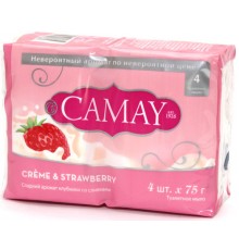 Мыло туалетное Camay Creme&Strawberry Клубника со сливками (4*75 гр)