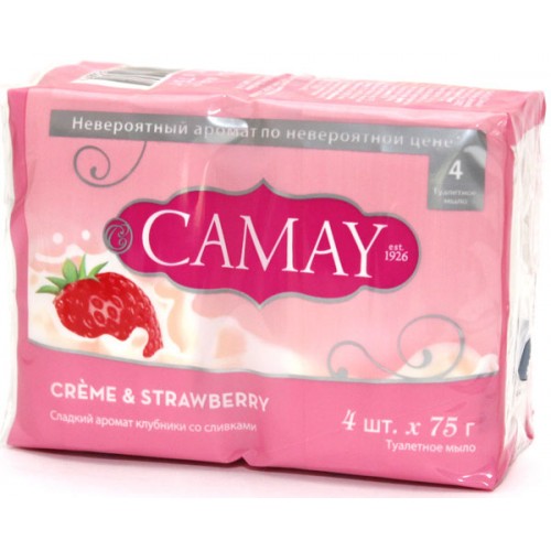 Мыло туалетное Camay Creme&Strawberry Клубника со сливками (4*75 гр)