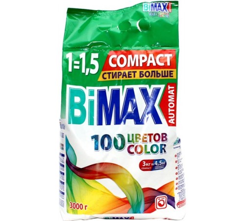 Стиральный порошок BiMax Compact Color Автомат 100 цветов (3 кг)