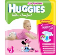 Подгузники Huggies Ultra Comfort для девочек 3 (5-9 кг) 94 шт