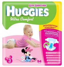 Подгузники Huggies Ultra Comfort для девочек 3 (5-9 кг) 94 шт