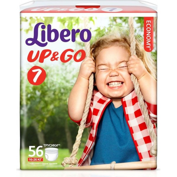 Подгузники-трусики Libero Up&Go Размер 7 XL Plus 16-26 кг (56 шт)