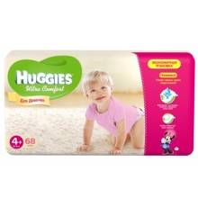 Подгузники Huggies Ultra Comfort для девочек 4+ 10-16 кг (68 шт)