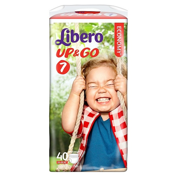 Трусики Libero Up&Go (№ 7) XL Plus 16-26 кг, 40 шт Трусики Libero Up&Go (№ 7) XL Plus 16-26 кг, 40 шт