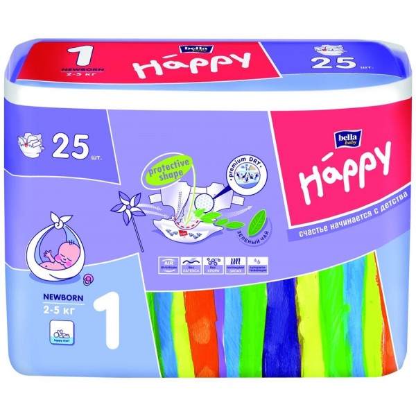 Подгузники Bella Baby Happy Newborn 2-5 кг (25 шт)