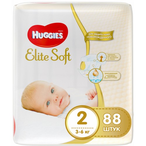 Подгузники Huggies Newborn №2 3-6 кг (88 шт)