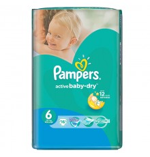 Подгузники Pampers Active Baby-Dry Размер 6 Extra Large 13-18 кг (16 шт)