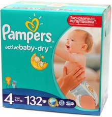 Подгузники Pampers Active Baby-Dry 4 Maxi 7-14кг (132 шт)