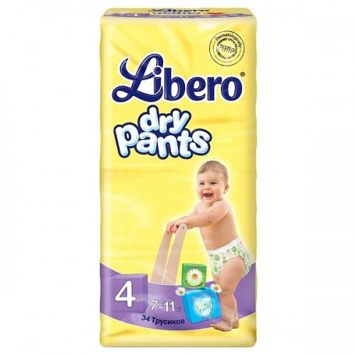 Трусики Libero Dry Pants (№ 4) Maxi 7-11 кг, 34 шт