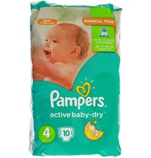 Подгузники Pampers Active Baby-Dry Размер 4 Maxi 9-14 кг (10 шт)