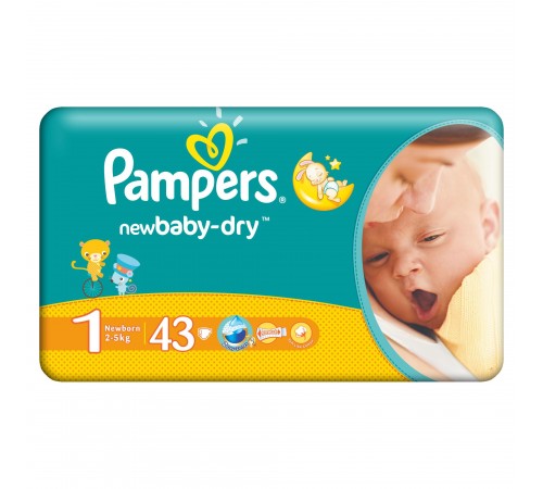 Подгузники Pampers NewBorn Baby-Dry 1 2-5 кг (43 шт)