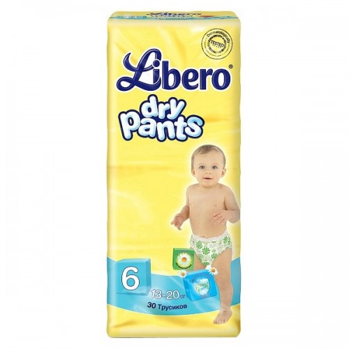 Трусики Libero Dry Pants (№ 6) XL 13-20 кг, 30 шт