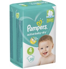 Подгузники Pampers Active Baby-Dry Размер 4 Макси 9-14 кг (20 шт)