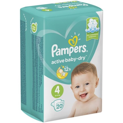 Подгузники Pampers Active Baby-Dry Размер 4 Макси 9-14 кг (20 шт)