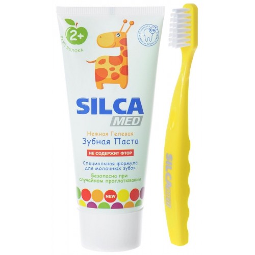 Зубная паста детская Silca Dent Яблоко + щетка (65 мл)