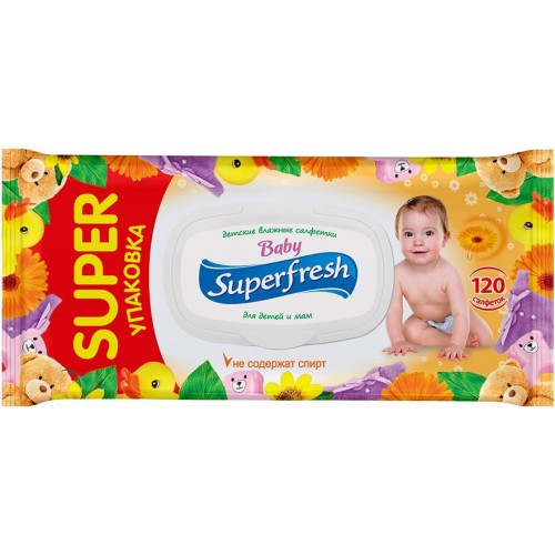 Влажные салфетки Superfresh Календула для детей и мам (120 шт)
