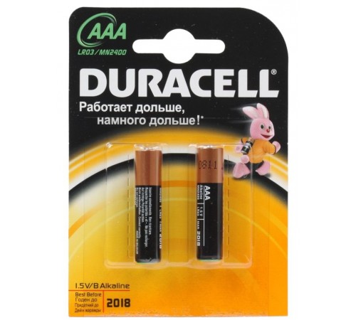 Батарейки мизинчиковые Duracell Basic AAA LR03 1.5V (2 шт)