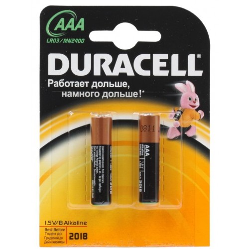 Батарейки мизинчиковые Duracell Basic AAA LR03 1.5V (2 шт)