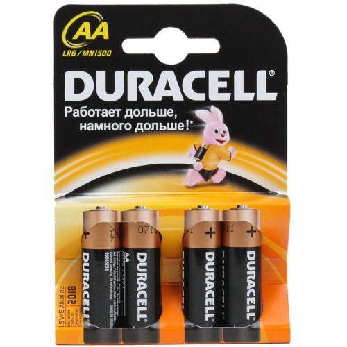 Батарейки пальчиковые Duracell Basic AA LR6 1.5V (4 шт)