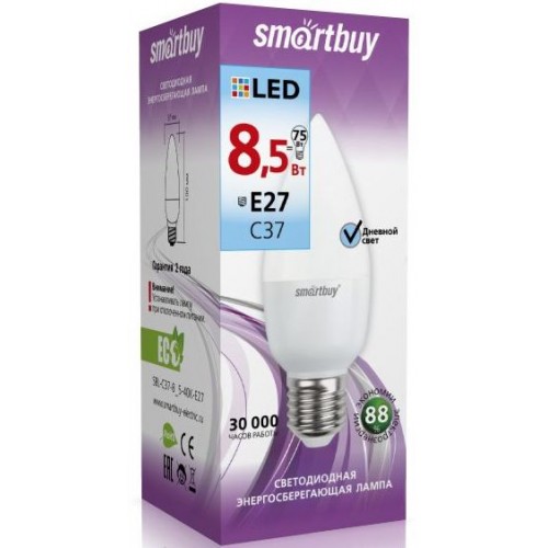 Лампа светодиодная Smartbuy C37-8.5W6000E27
