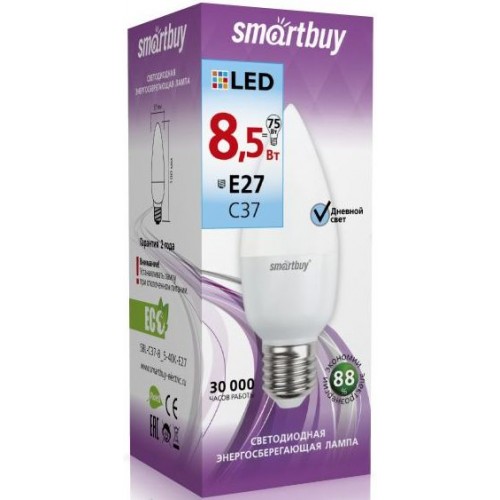 Лампа светодиодная Smartbuy C37-8.5W4000E27