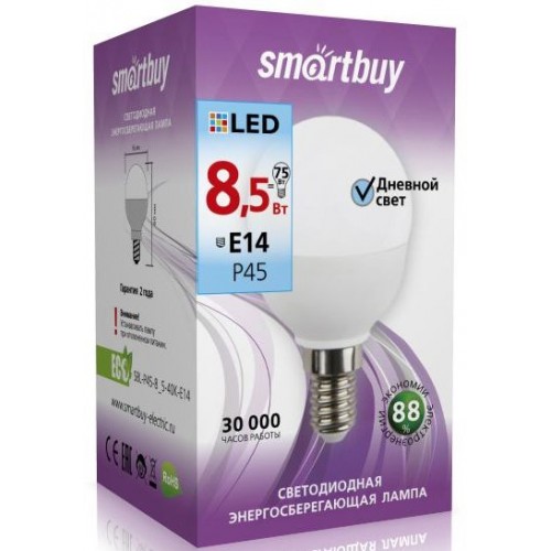 Лампа светодиодная Smartbuy P45-8.5W4000E14