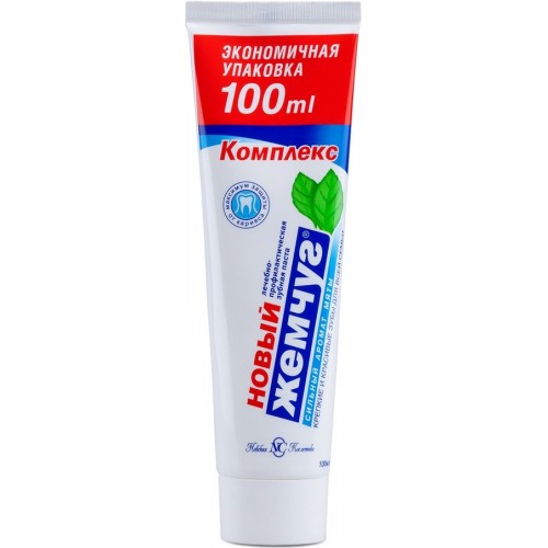 Зубная паста Новый Жемчуг Комплекс Сильный аромат мяты (100 мл)
