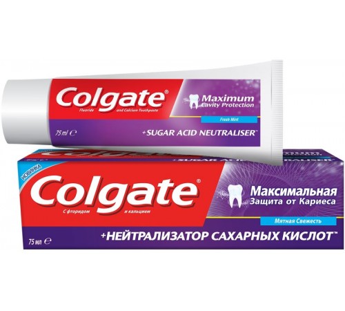 Зубная паста Colgate Максимальная защита и нейтрализатор сахарной кислоты (75 мл)