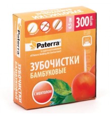 Зубочистки Paterra Бамбуковые Ментол Картон (300 шт)