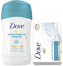 Дезодорант-стик Dove Прикосновение природы (40 мл) + Крем-мыло Dove (100 гр)