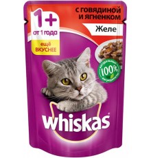 Корм для кошек Whiskas Желе с говядиной и ягненком (85 гр)