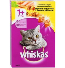 Сухой корм для кошек Whiskas подушечки с паштетом курица/индейка (350 гр)